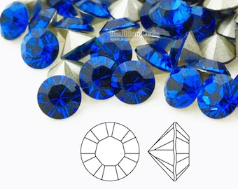 16pcs - crystal SS29 chaton - * - 6mm - Capri Blue - foiled Rhinestone - Round Chaton Crystal