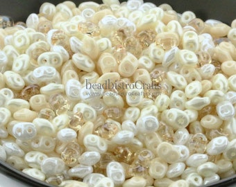 20g Czech SuperDuo 2-hole Beads - PERFECTLY PALE CREAM Mix * / Custom mix 2.5x5mm