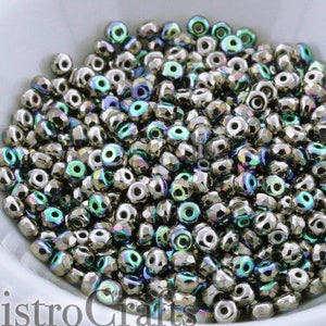2x3mm Facetted Micro Spacers - Fire Polished Czech Glass Precision Rondelles * 50pcs * Crystal NICKEL PLATE AB *