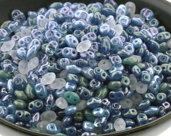 20g Czech SuperDuo 2-hole Beads - GLACIER BLUE LAKE Mix * / Custom mix 2.5x5mm
