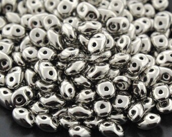 10g Czech NICKEL PLATED * SuperDuo 2-hole Beads - 2.5x5mm