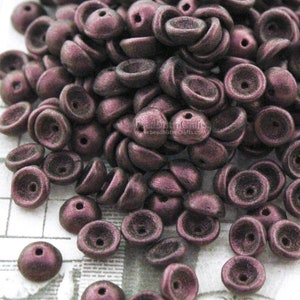 Czech TeaCup Beads (~120pcs) Metallic Suede Pink 2x4mm Czech Glass Bead Cap Beads