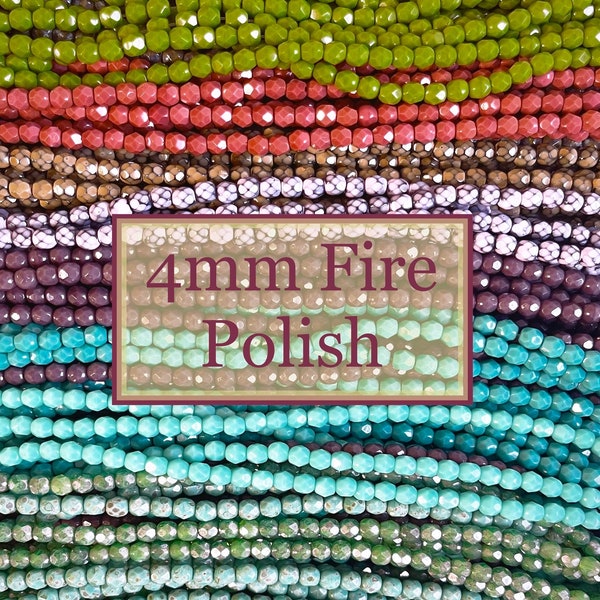 4mm Fire Polish beads * Fire Polish Facetted Czech glass beads - CHOOSE COLOR - 4mm Faceted Round beads