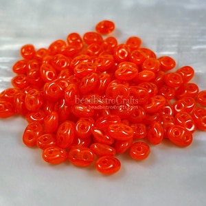 10g Czech SuperDuo 2-hole beads  * Hyacinth Orange OPAL - 2.5x5mm