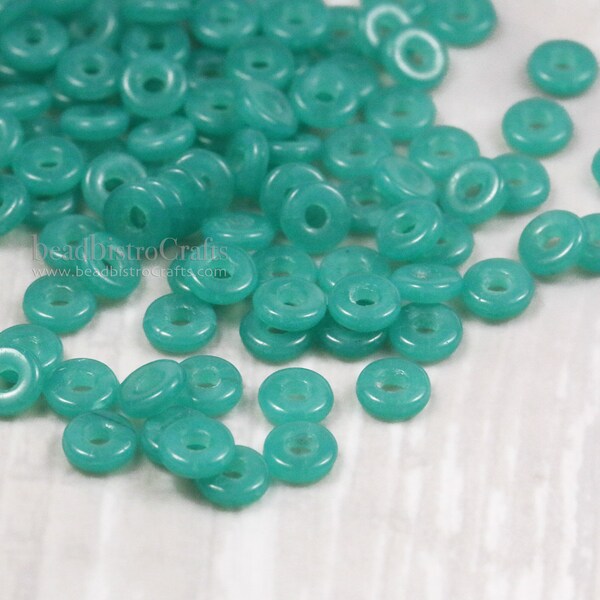 5g Czech O Rings - ATLANTIS GREEN * Glass Spacer beads - 1x4mm