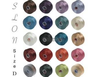 Fil S-LON taille D - Monocorde de perles de nylon - Bobines de 78 yards - 20 COULEURS - Fabriqué aux États-Unis