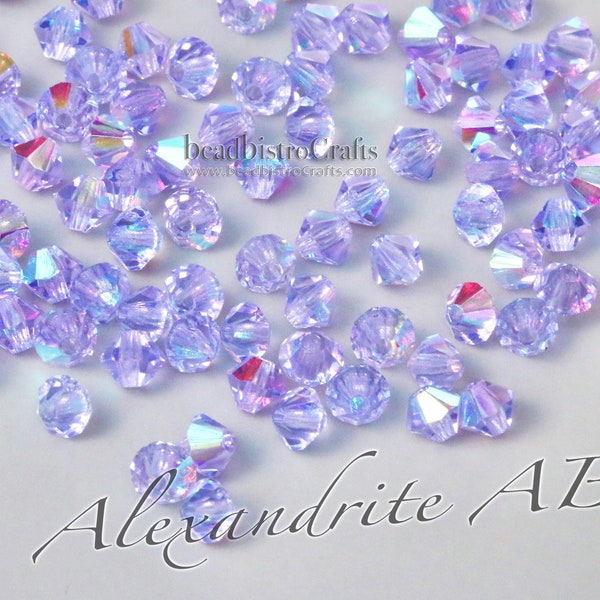3mm / 4mm ALEXANDRITE AB (72, 144 or 720pcs) facetted Bicone shaped MC bead * Crystal Cut Glass Bicone bead