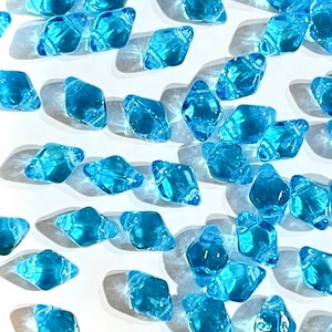 Mini GemDuo Beads 6x4mm Aquamarine 2-Hole Czech Seed Beads ~ 120pcs