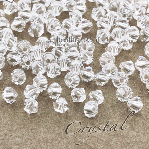 3mm / 4mm - CRYSTAL - 72 or 144pcs facetted Bicone shaped MC bead Rondell * PRECIOSA * Crystal bead