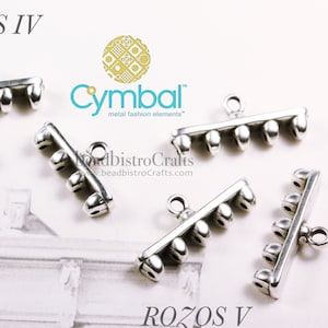 4pcs ROZOS IV or V Cymbal Elements SuperDuo bead Endings Antique Silver Plate endings CYMBAL™ Metal Bead Endings™ image 1