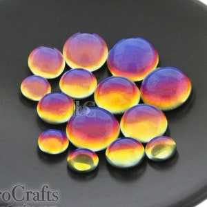 Glass Round Cabochon - CHOOSE Your Size - Czech Glass Domed Cabs (crafting quality**) - Crystal BACKLIT VAPOR - 8mm, 10mm, 12mm, 14mm