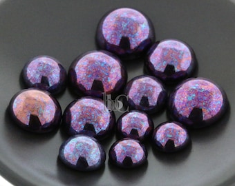 Cabochon rond en verre - Choisissez la taille - Cabines tchèques en verre bombé - NEBULA de jais - 10 mm, 12 mm, 14 mm, 16 mm
