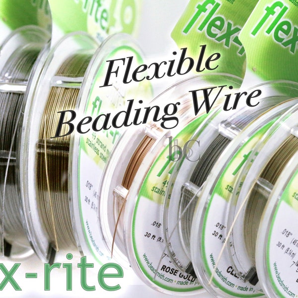 flex-rite® stainless steel nylon-coated micro wires - flexible bead stringing wire - 30 ft spools - Choose SIZE ** - Choose COLOR *