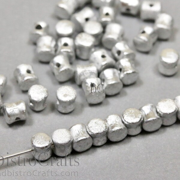 30pcs Czech PELLET beads - ETCHED Crystal Full LABRADOR - Pellet beads  - Diabolo - 4x6mm