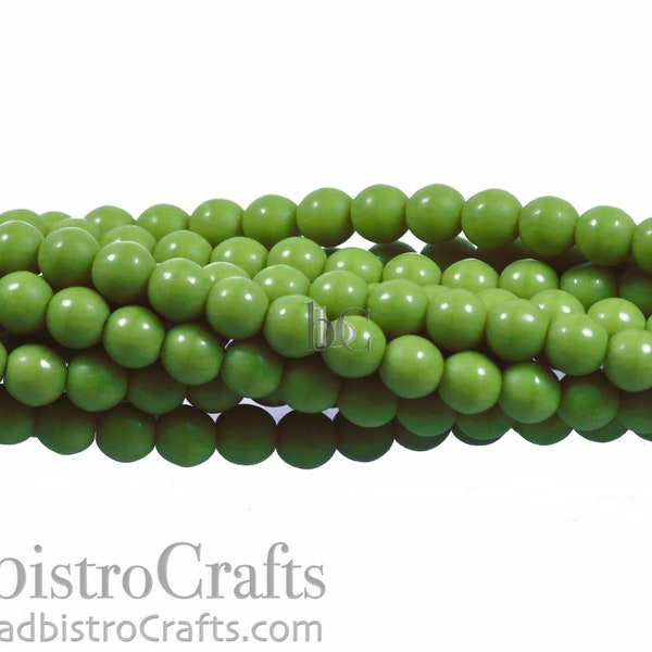 100pcs 4mm round Czech glass bead - MATTE Opaque Olive Green - Druk beads