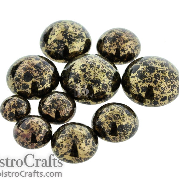 Glass Round Cabochon - CHOOSE Your Size - Czech Glass Domed Cabs - Jet TERACOTA BRONZE - 8mm, 10mm, 12mm, 14mm, 16mm