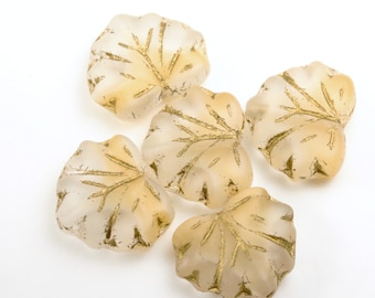 German Matte Glass Flatback closeout #L30-34M 30mm Large Pastel Grape Leaf Bead