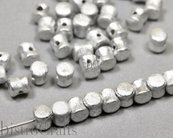 30pcs Czech PELLET beads - ETCHED Crystal Full LABRADOR - Pellet beads  - Diabolo - 4x6mm