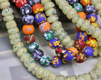 Recycled African Glass Beads (6pcs) Multi-colored Glass Beads - CHOOSE BEAD Type * approx. 13mm