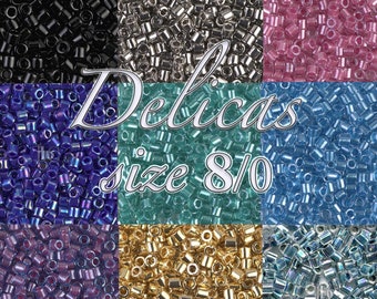 Size 8 DELICA beads * CHOOSE colors * MIYUKI Japanese Cylinder Seed Beads - size 8/0 - 3mm (1.5 mm hole size) - approx. 6.8 grams