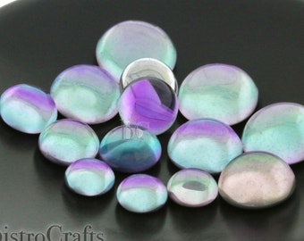 Cabochon rond en verre - Choisissez votre taille - Cabochons en verre tchèque bombés (qualité de fabrication**) - Cristal rétroéclairé violet ICE - 8 mm, 10 mm, 12 mm, 14 mm