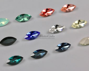 Crystal Facetted Navettes - 2 or 6pcs - 15x7mm Crystals - Marquise shaped Rhinestone - CHOOSE COLOR - Foiled Crystals - Fancy stones