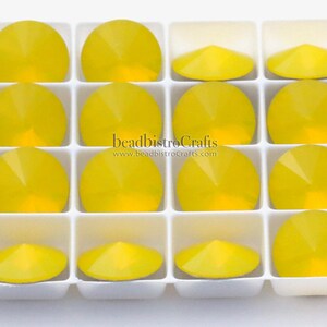 10mm Yellow Opal Crystal - 4pcs 47SS Crystal Rivoli Stone - Yellow Opal foiled Stones - SS47 # 1122