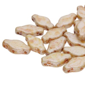 25pcs Czech NAVETTE 3-hole glass beads - CARAWAY * &#39;Herbs and Spices&#39; Collection - Satin Lustered - 6x12mm