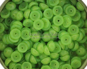 Czech TeaCup Beads (~150pcs) Milky Dark Peridot 2x4mm Czech Glass Bead Cap Beads