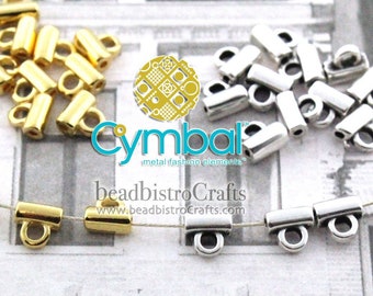 8pcs  SOROS - Cymbal Elements - Tila bead Ending - 24K Gold Plate or Antique Silver Plate endings - CYMBAL™ Metal Bead Endings™