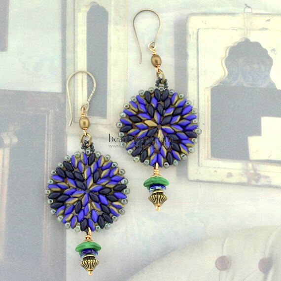 20g チェコ スーパーデュオ 2穴ビーズ * 不透明ブルー ホワイト