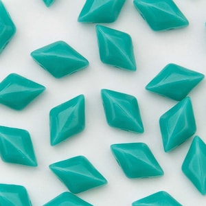 GemDuo Beads 8x5mm Opaque Green Turquoise 2-Hole Czech Seed Beads ~ 70pcs
