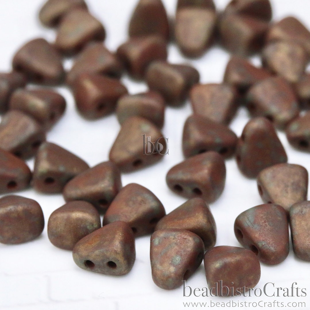 50pcs Czech NIB-BIT Beads - New 2 Hole Nib Bit - Opaque Chocolate Matte ...