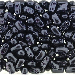 20g Czech Glass Bi-Bo bead - 2 hole beads - Jet Black - 5.5x2.8mm