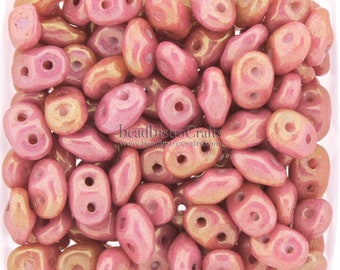 20g Czech SuperDuo 2-hole Beads - Chalk RED LUSTER * 2.5x5mm