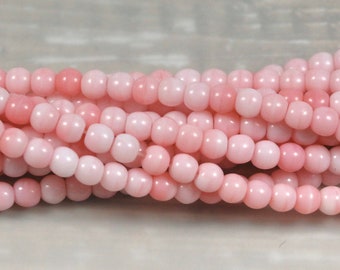 3.8mm round Czech glass - Druk glass bead - Opaque Pink Coral glass - LIGHT PINK - 50pcs - 150pcs round glass beads