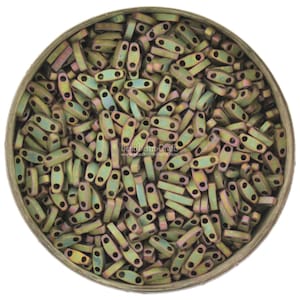 5g MIYUKI - 1/4 Tila Beads - Matte METALLIC KHAKI - # 2035 - size 5mm x 1.2mm x 1.9mm - 2 hole - Quarter Tila