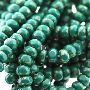 CZECH 3 CUT size 6 Seed beads - 178pcs Opaque Royal Jade PICASSO size 6 Persian Green Seed beads - 19&quot; strand