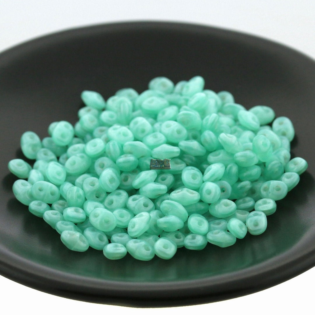 20g Czech Superduo 2 Hole Beads * NEW Color * OPAL MINT Green Aqua