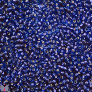 MIYUKI 15/0 or 11/0 Round Seedbeads -DURACOAT SILVER-Lined Navy Blue - size 15 / size 11 seed beads - #4281 Rocailles