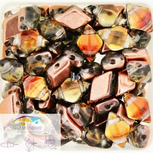 Czech DIAMONDUO beads - 2 hole beads - PRISMATIC PHOENIX 5x8mm - 35pcs (~5g)
