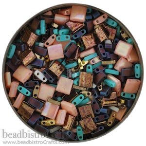 MIYUKI Tila Bead Mix (7g) CORAL COMFORT Mix * Mix04 - Mixed Sizes: Quarter Tila, Half Tila & Full Tila Beads