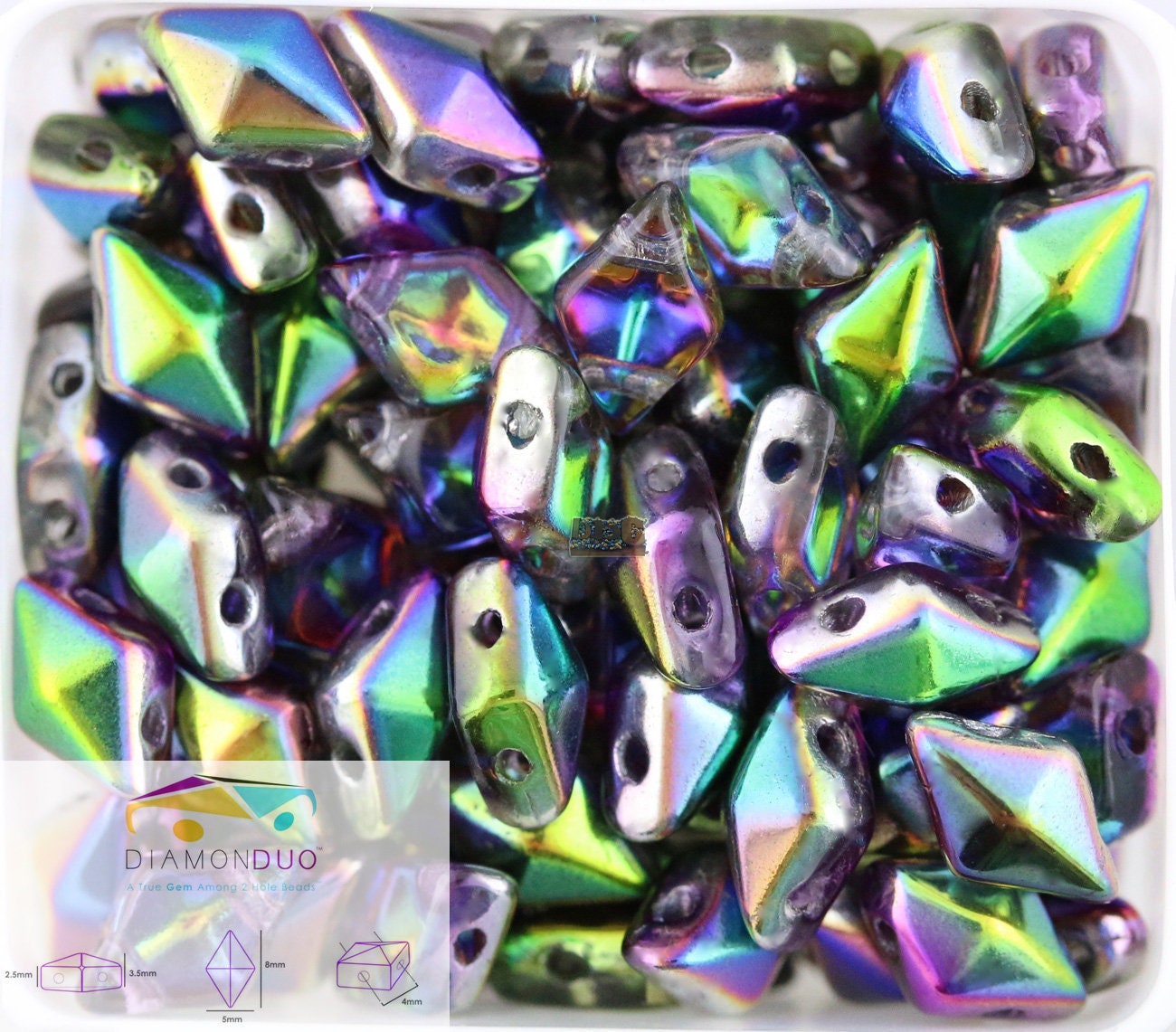 35pcs (~5g) Czech DIAMONDUO Beads - 2 Hole Beads - MAGIC ORCHID