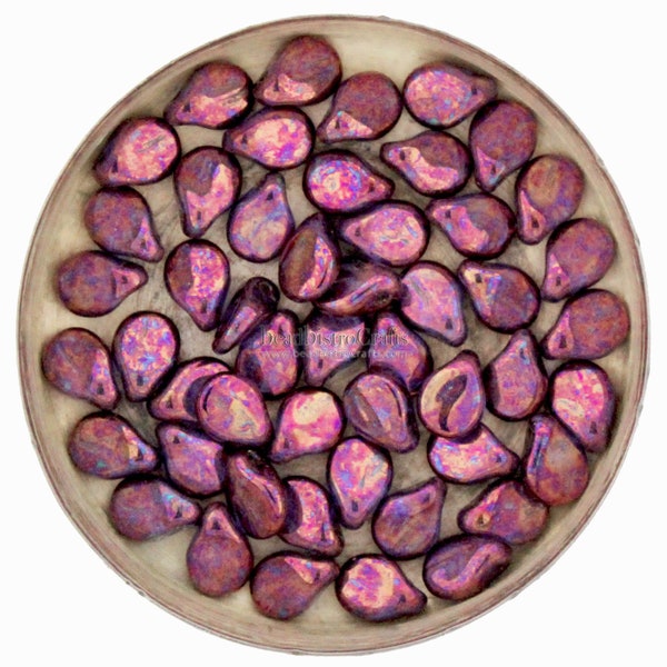 Purple Pip Beads - 50pcs Czech Glass Crystal PURPLE IRIS Petals - Drop Beads - Preciosa pip 5x7mm