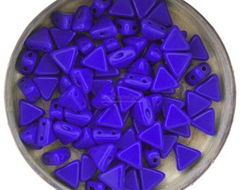 10g Czech KHEOPS Perles® par Puca® beads - Opaque ROYAL BLUE - 6mm 2-hole triangle beads