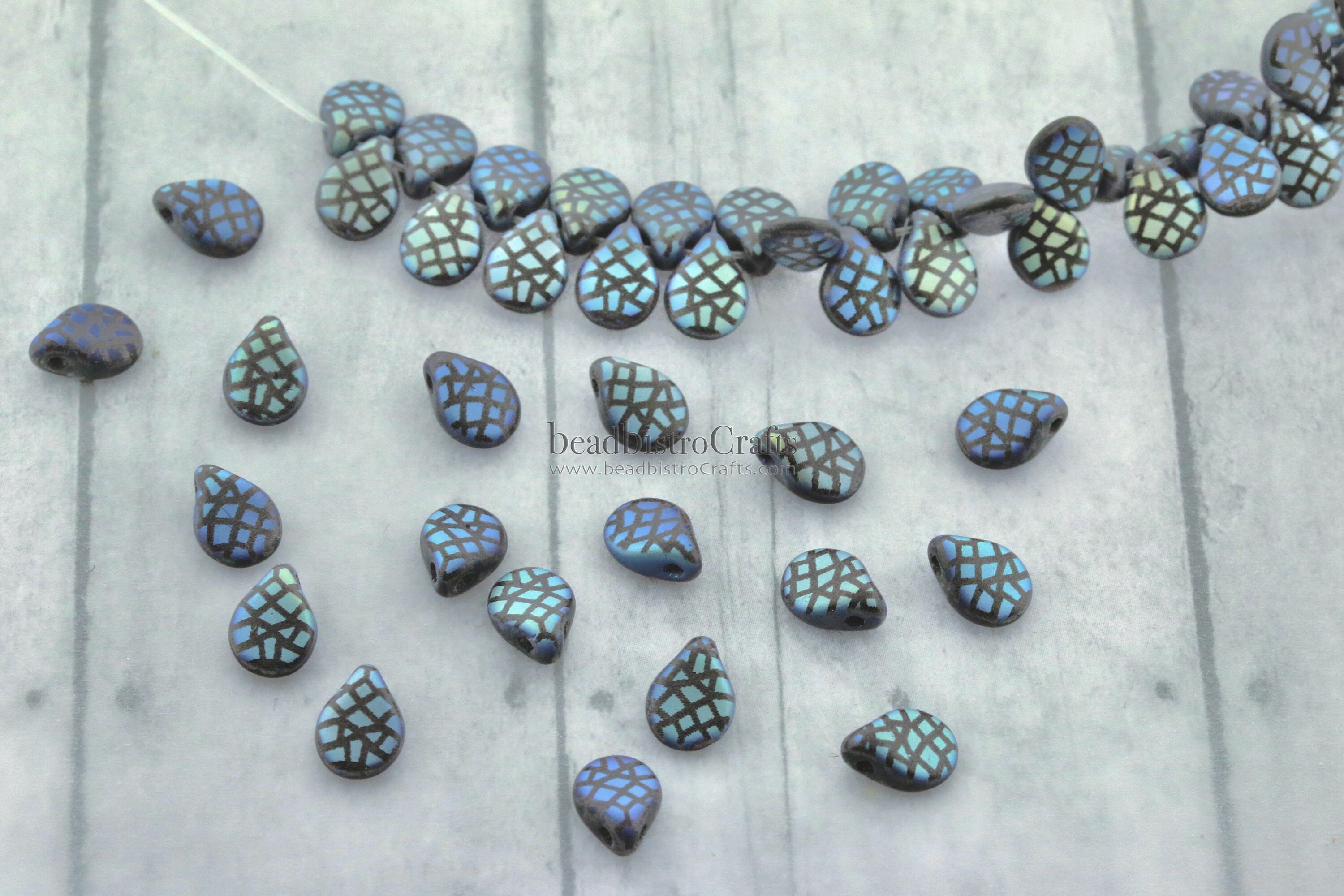 35pcs Czech Glass * Jet AB STRIATION Design Petals Drop Beads LASER Tattoo Pip Beads Preciosa pip 5x7mm