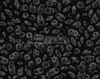 100g Czech SuperDuo 2 hole beads - JET black * BULK BAG - 2.5x5mm
