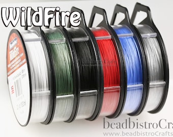 Fil pour tissage de perles Beadalon Wildfire® thermolié / 20, 50 ou 125 m / Choisissez la couleur - ou le lot de 6 / (0,006 po. ou .008 po.) / Fabriqué aux États-Unis