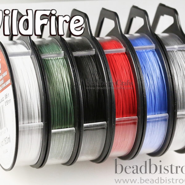 Beadalon Wildfire® Thermally bonded bead weaving thread / 20, 50 or 125 yds / Choose COLOR - or SET of 6 / (.006in or .008in) / Made in USA