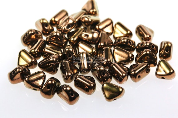 30pcs DiamonDuo/™ Bead Czech Pressed Glass Beads in The Form of a Diamond in Size 5x8mm with Two Holes,Opaque Turquoise Bronze Plated